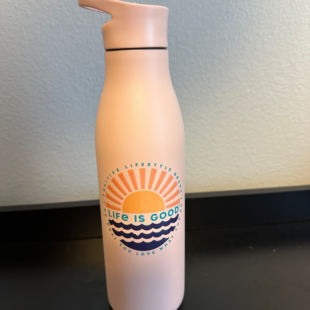 Life Is Good Pink Accent Water Bottle